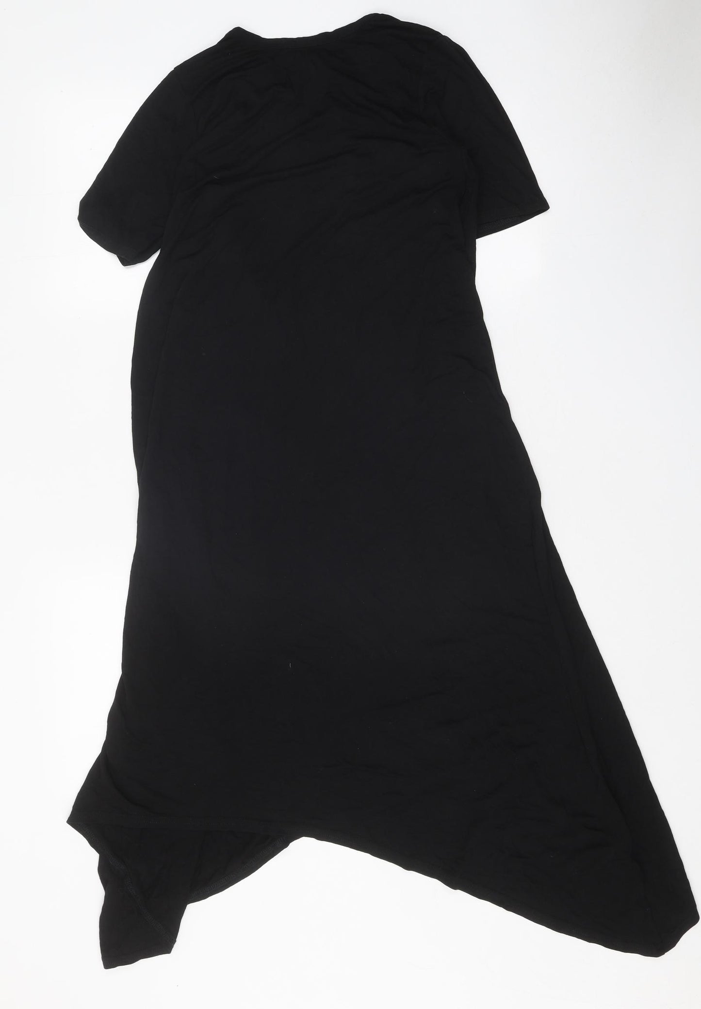 New Look Womens Black Viscose T-Shirt Dress Size 10 Round Neck Pullover
