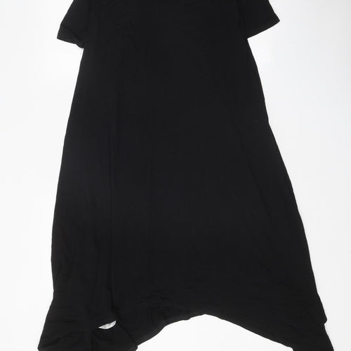 New Look Womens Black Viscose T-Shirt Dress Size 10 Round Neck Pullover