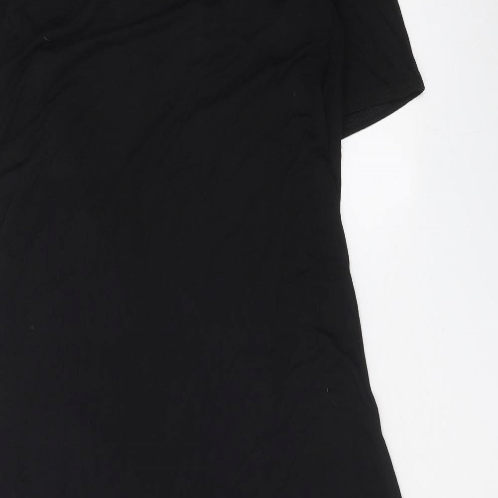 New Look Womens Black Viscose T-Shirt Dress Size 10 Round Neck Pullover