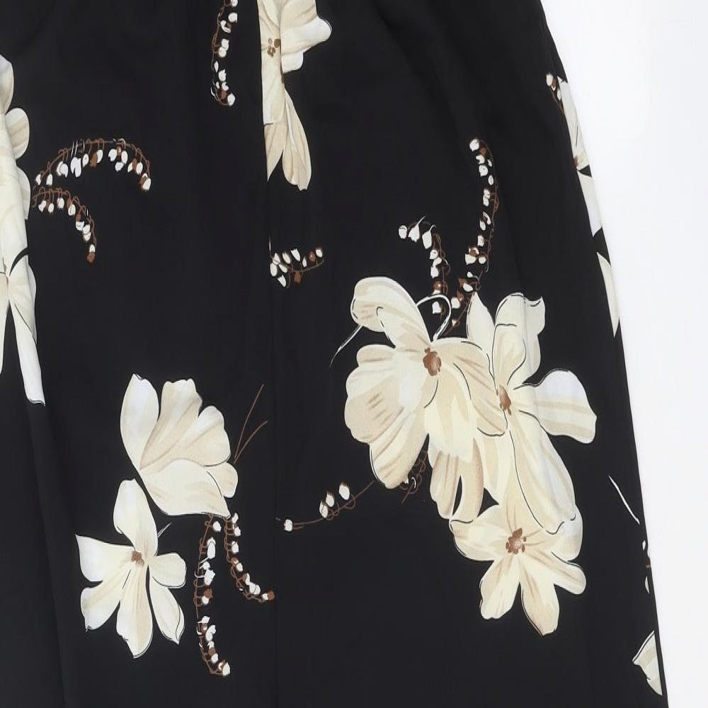 SheIn Womens Black Floral Polyester Jumpsuit One-Piece Size XL Pullover
