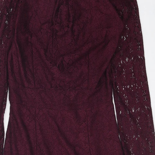 Dorothy Perkins Womens Purple Geometric Polyester Pencil Dress Size 10 Scoop Neck Zip