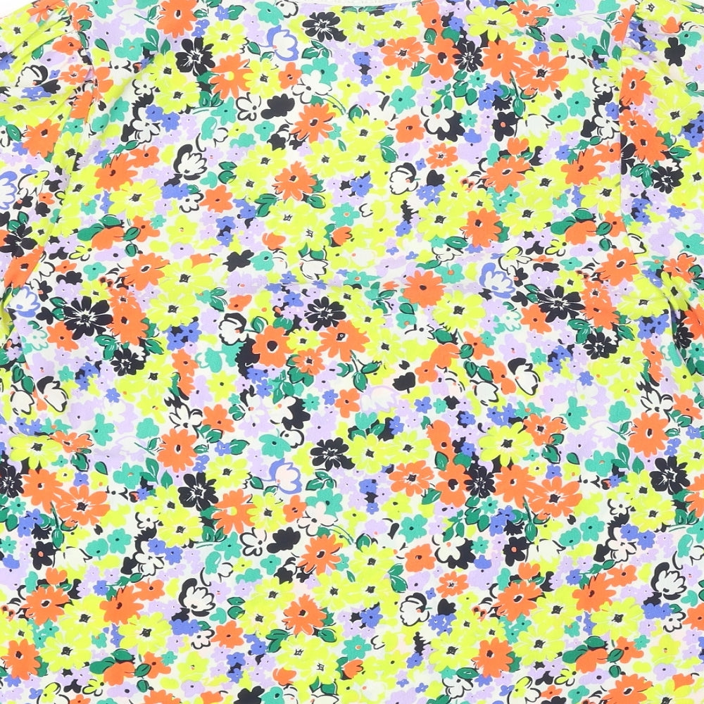 Marks and Spencer Womens Multicoloured Floral Polyester Basic Blouse Size 8 Round Neck