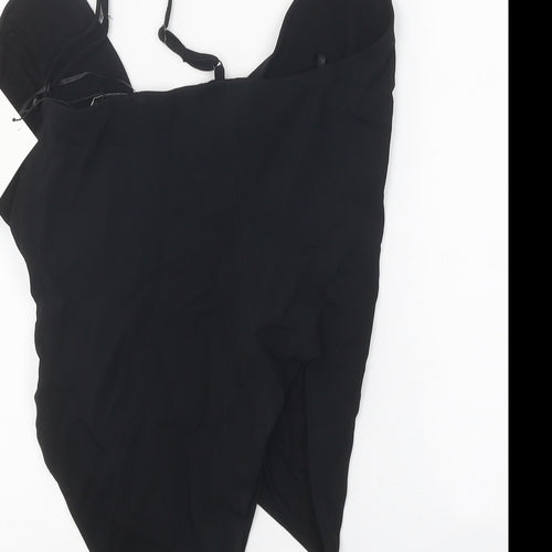 Zara Womens Black Viscose Bodysuit One-Piece Size S Snap