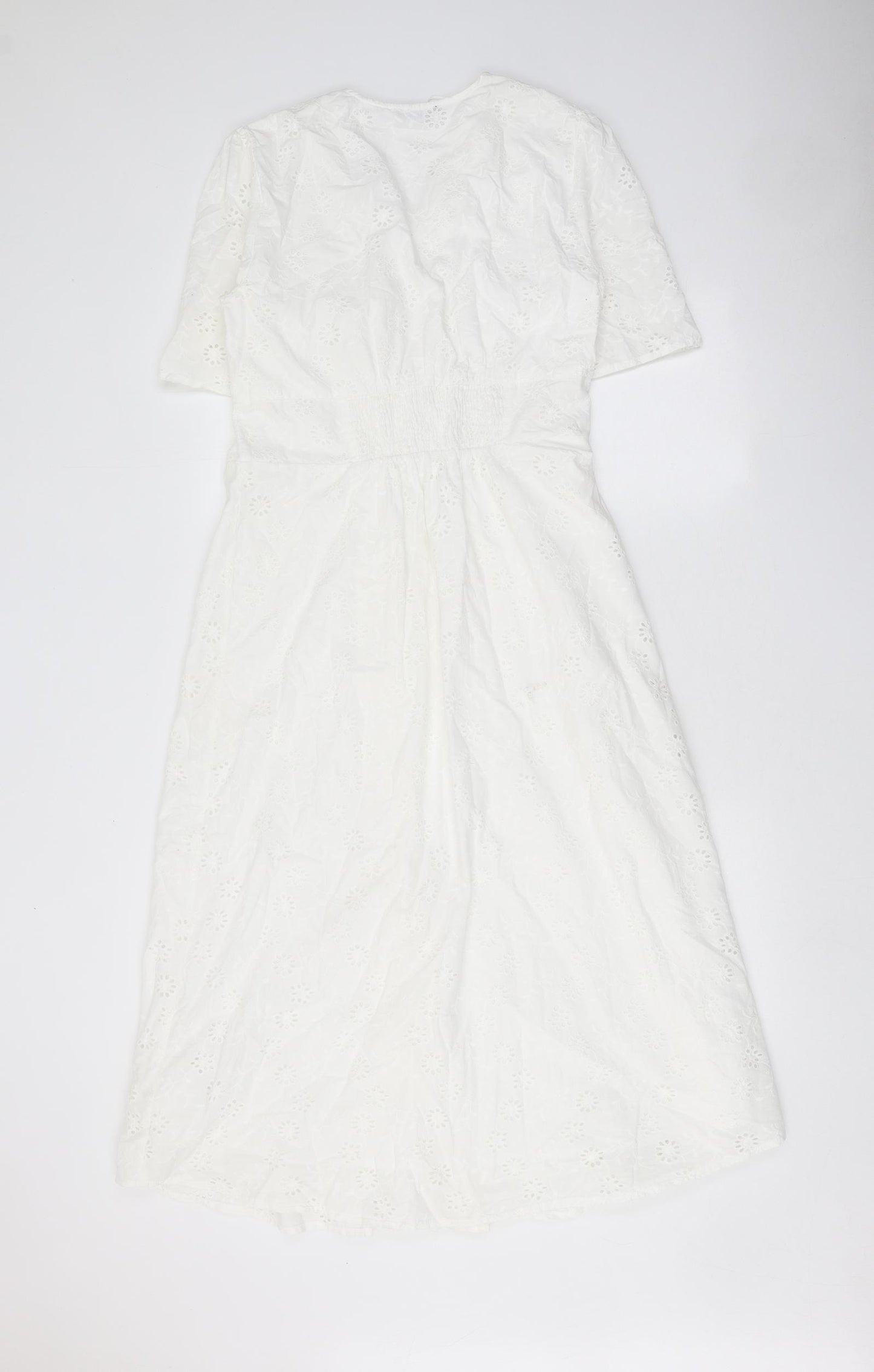 Nobody's Child Womens White 100% Cotton A-Line Size 10 V-Neck Button