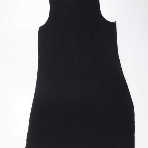 Marks and Spencer Womens Black Viscose Tank Dress Size 8 Boat Neck Pullover