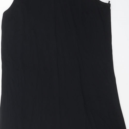 Marks and Spencer Womens Black Viscose Tank Dress Size 8 Boat Neck Pullover