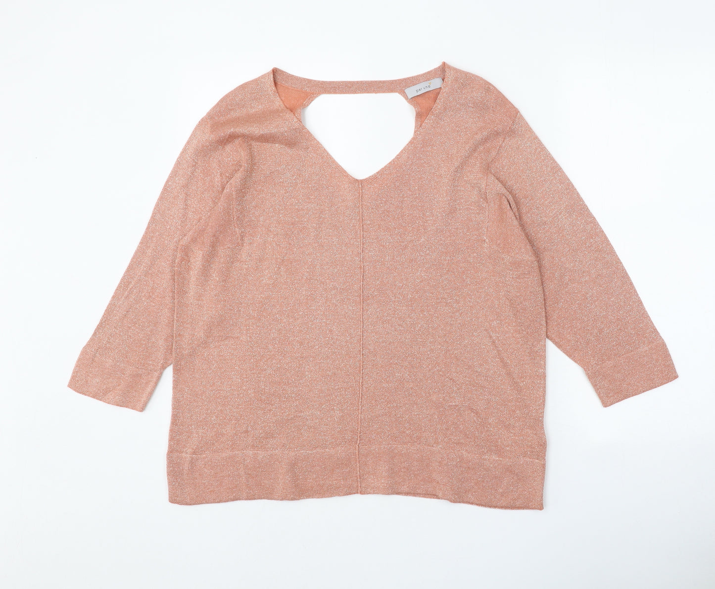 Per Una Womens Pink V-Neck Acrylic Pullover Jumper Size 14