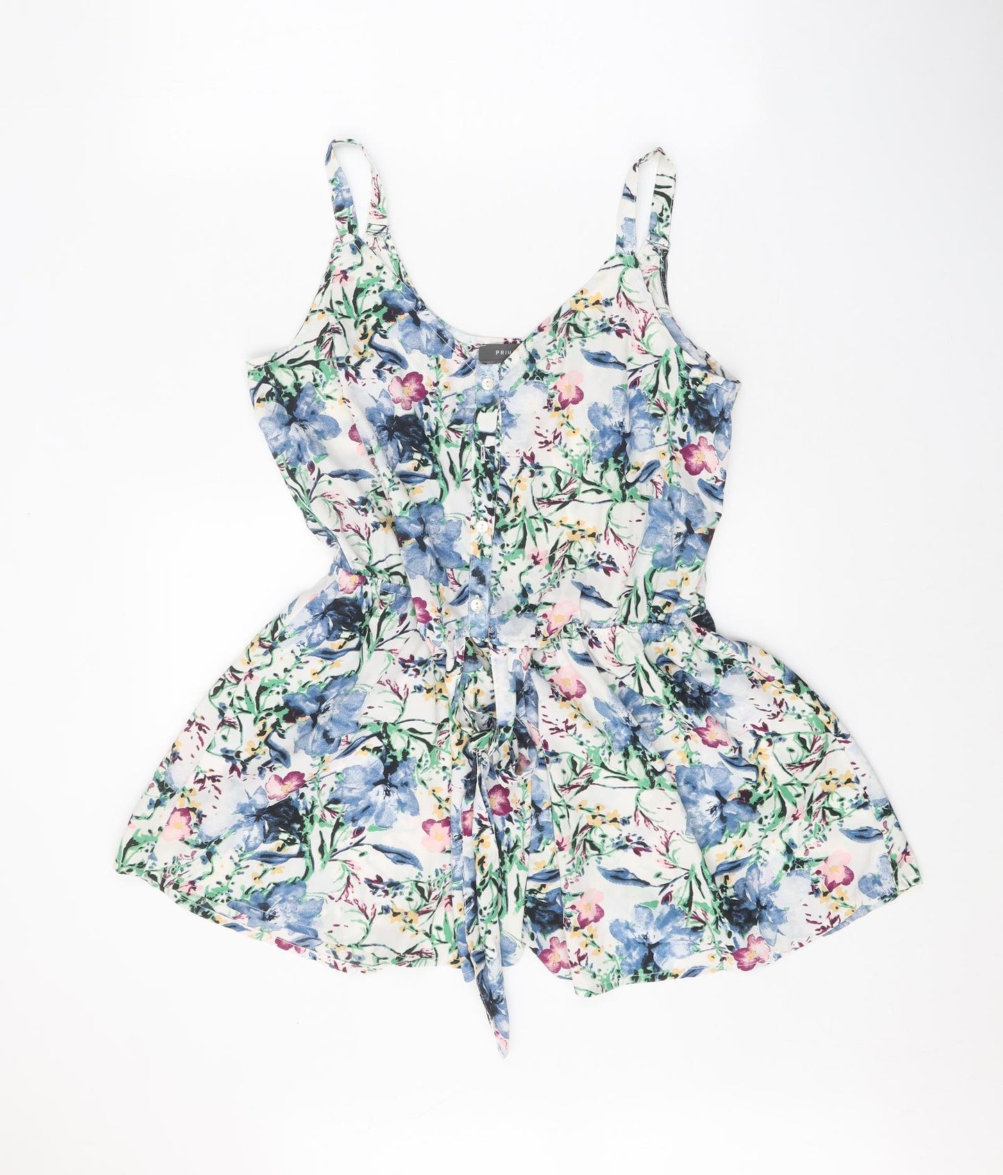 Primark Womens Multicoloured Floral Polyester Playsuit One-Piece Size 14 Button