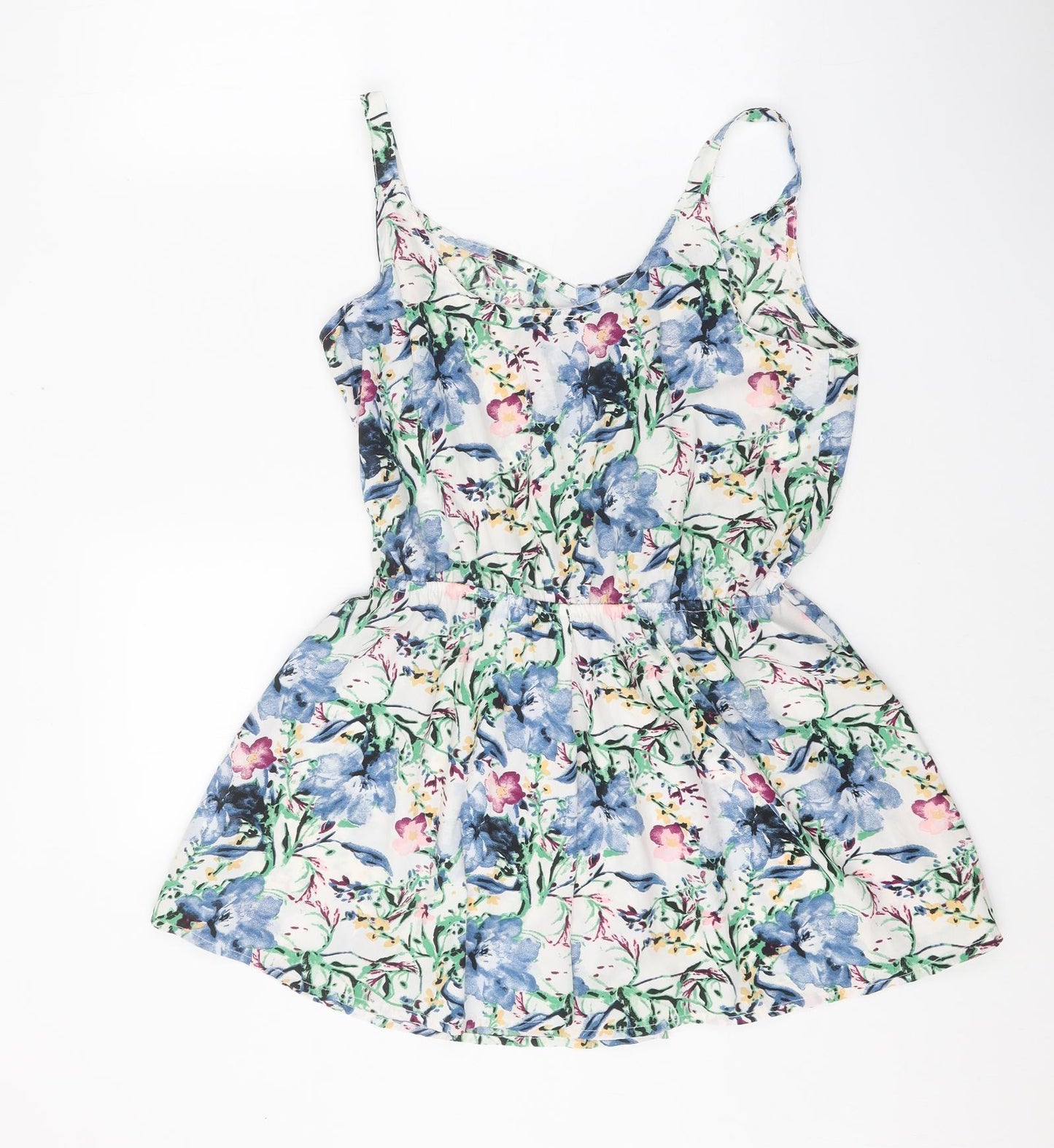 Primark Womens Multicoloured Floral Polyester Playsuit One-Piece Size 14 Button