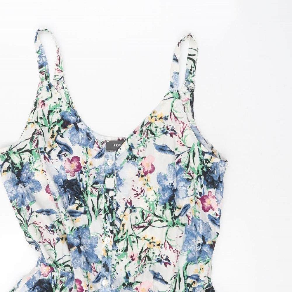 Primark Womens Multicoloured Floral Polyester Playsuit One-Piece Size 14 Button
