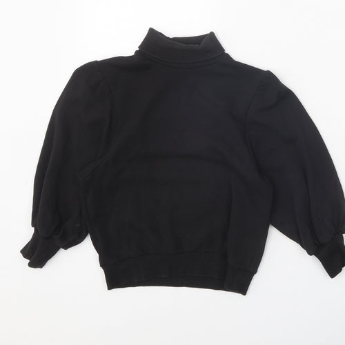 NEXT Girls Black Roll Neck Cotton Pullover Jumper Size 7 Years Pullover