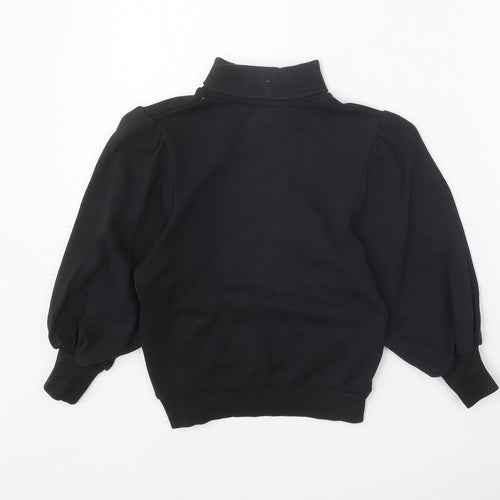 NEXT Girls Black Roll Neck Cotton Pullover Jumper Size 7 Years Pullover
