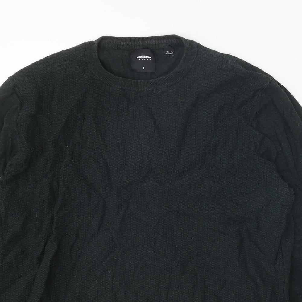 Burton Mens Green Round Neck Cotton Pullover Jumper Size L Long Sleeve
