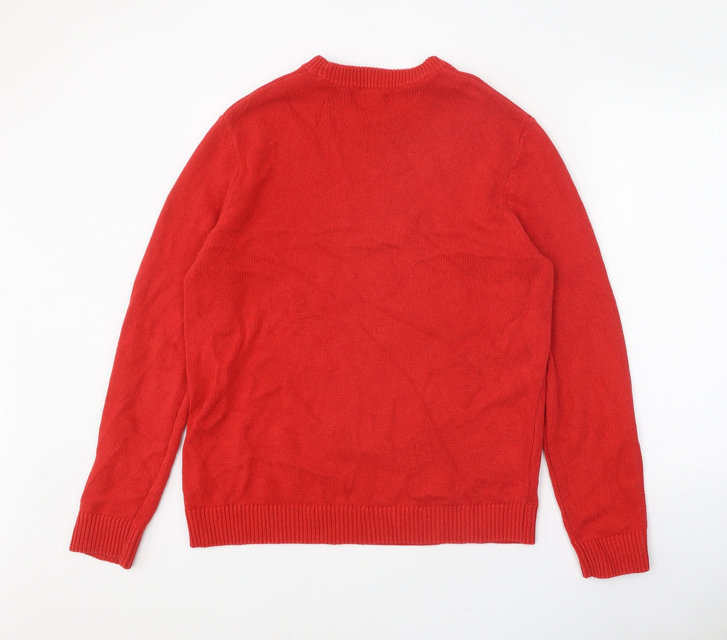 Primark Womens Red Round Neck Cotton Pullover Jumper Size L - Christmas Reindeer