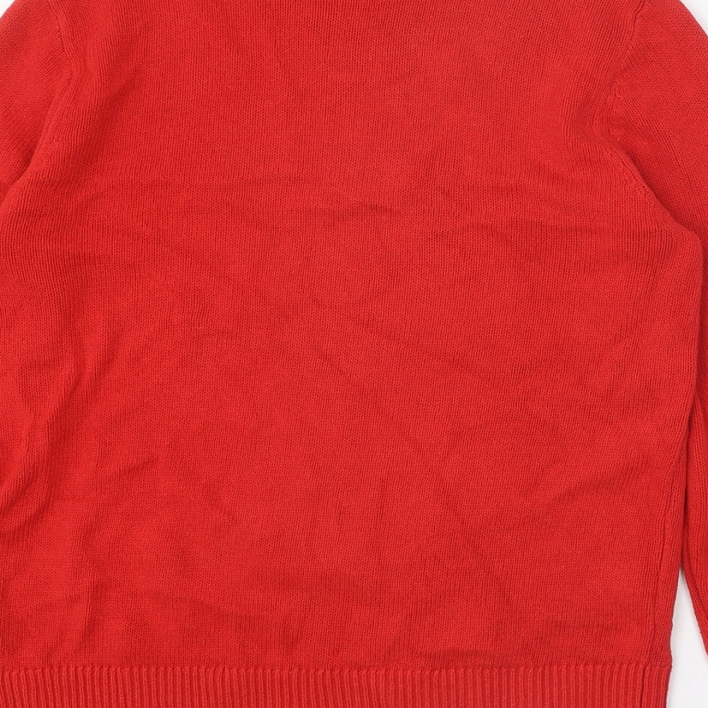Primark Womens Red Round Neck Cotton Pullover Jumper Size L - Christmas Reindeer