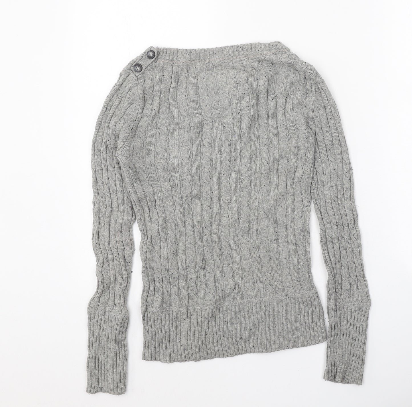 Superdry Womens Grey Boat Neck Cotton Pullover Jumper Size XS