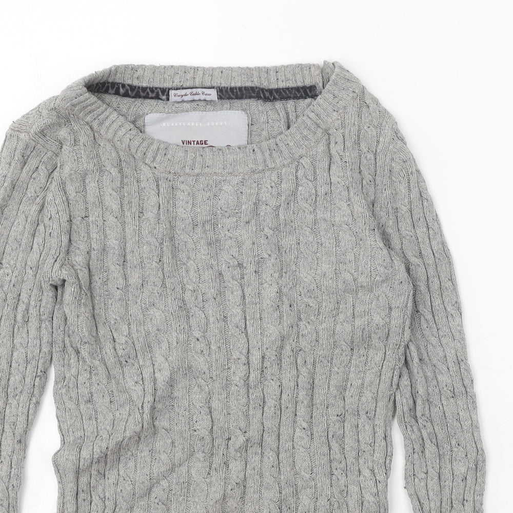 Superdry Womens Grey Boat Neck Cotton Pullover Jumper Size XS