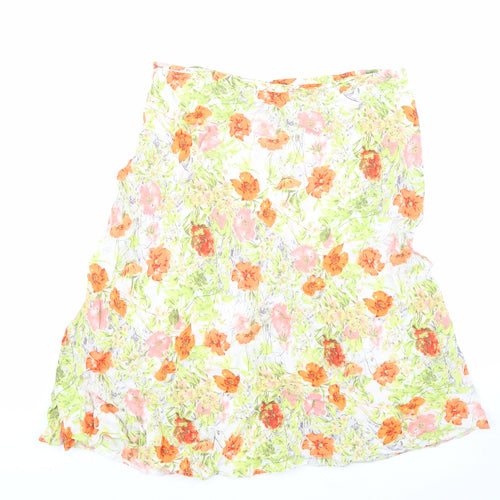 Marks and Spencer Womens Multicoloured Floral Viscose Swing Skirt Size 14 Zip