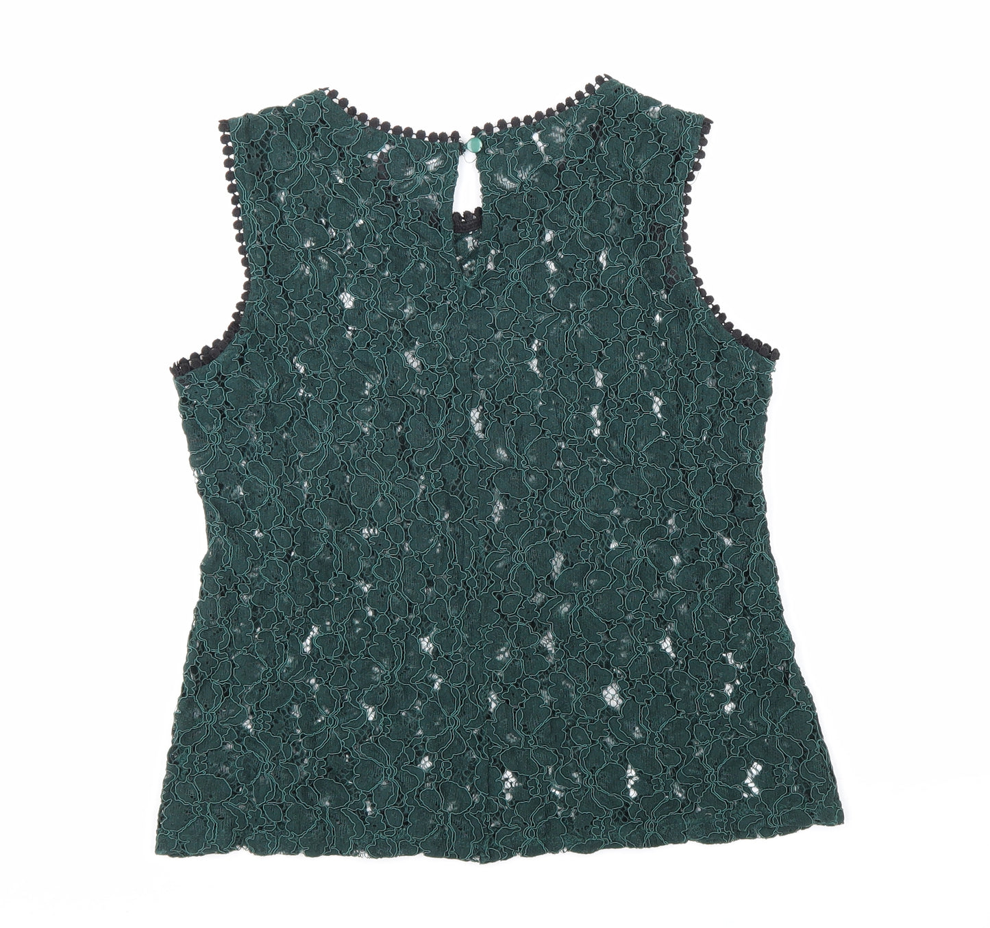 ADIVA Womens Green Floral Cotton Basic Tank Size S Round Neck