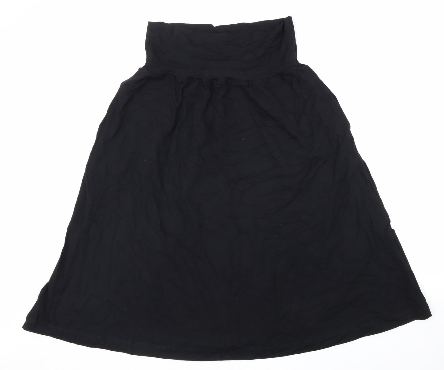 John Lewis Womens Black Viscose Swing Skirt Size 12 Hook & Loop