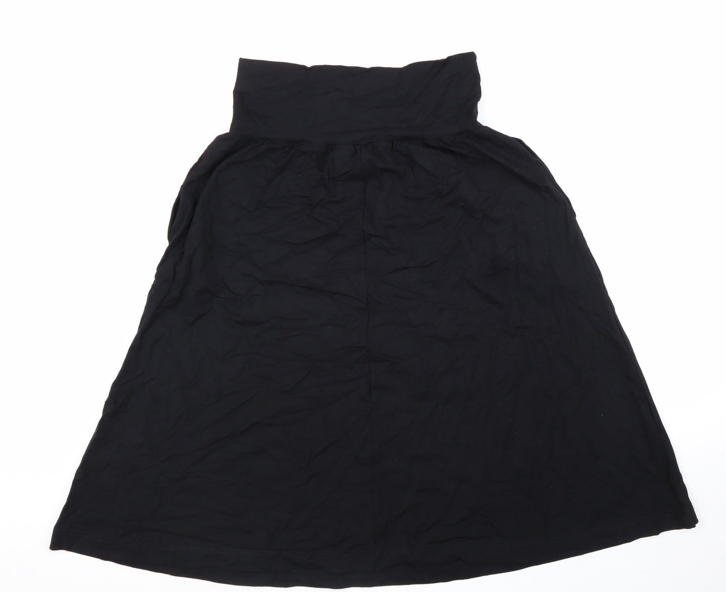 John Lewis Womens Black Viscose Swing Skirt Size 12 Hook & Loop