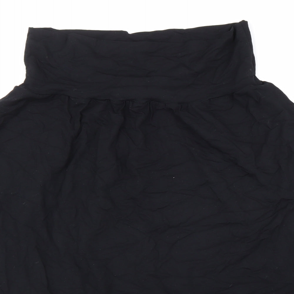 John Lewis Womens Black Viscose Swing Skirt Size 12 Hook & Loop