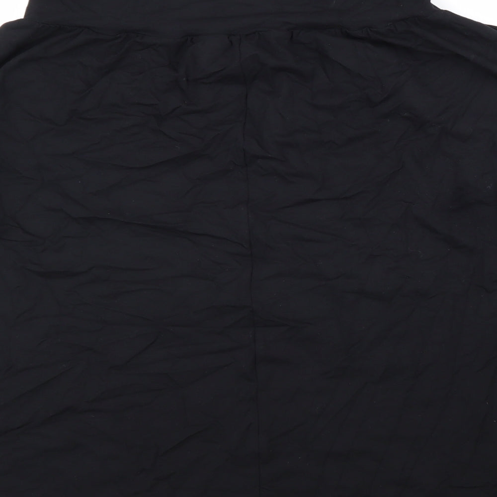 John Lewis Womens Black Viscose Swing Skirt Size 12 Hook & Loop