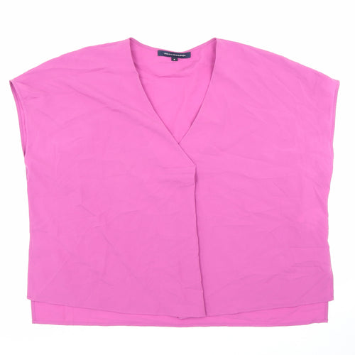French Connection Womens Pink Polyester Basic Blouse Size M V-Neck