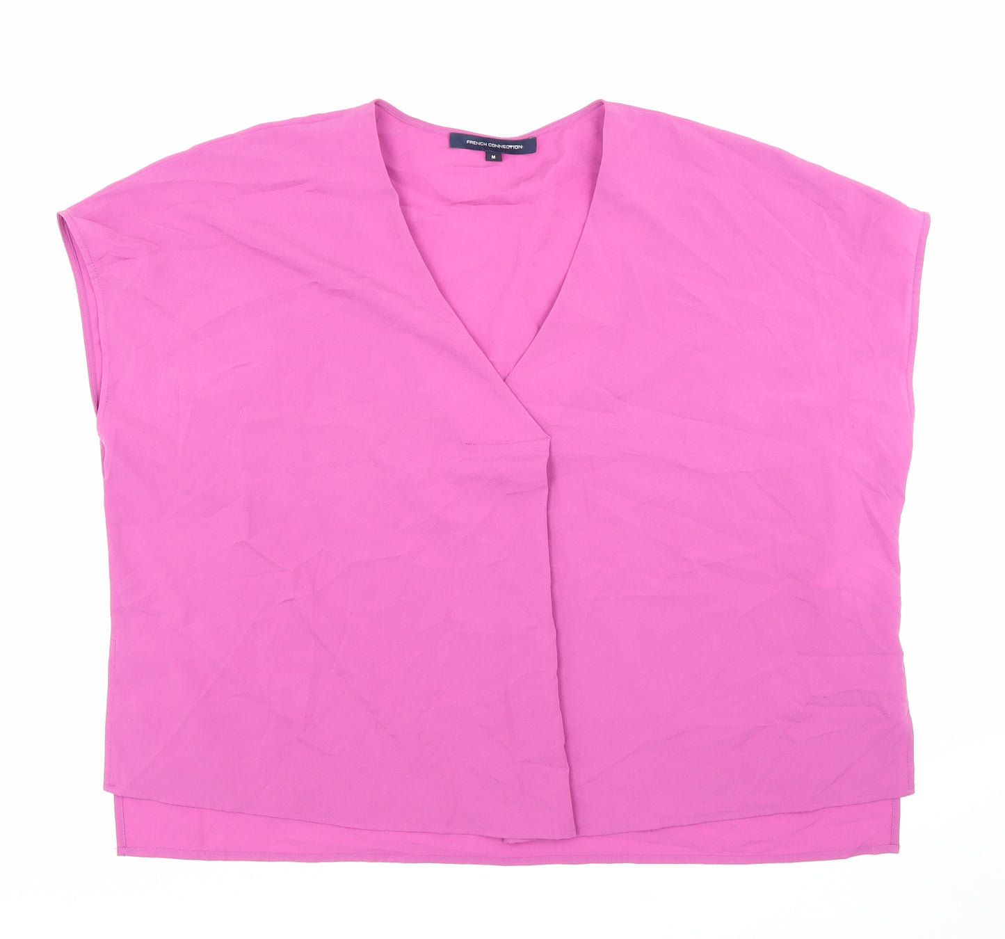 French Connection Womens Pink Polyester Basic Blouse Size M V-Neck