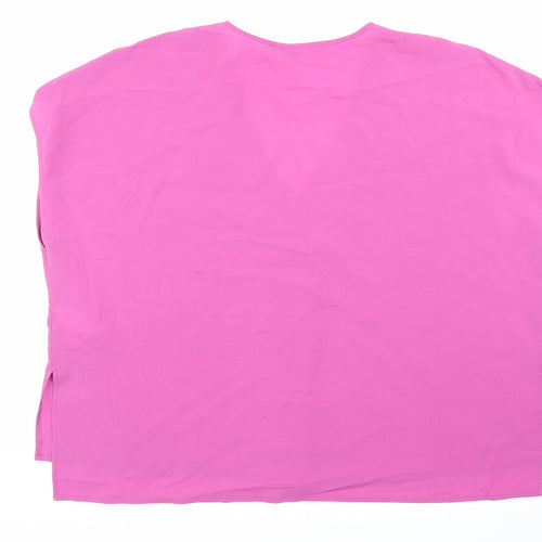 French Connection Womens Pink Polyester Basic Blouse Size M V-Neck