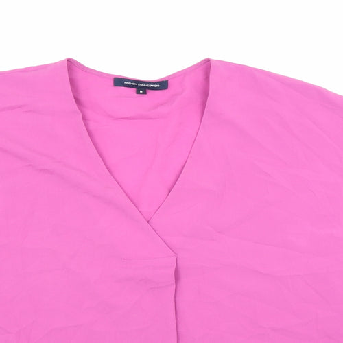 French Connection Womens Pink Polyester Basic Blouse Size M V-Neck