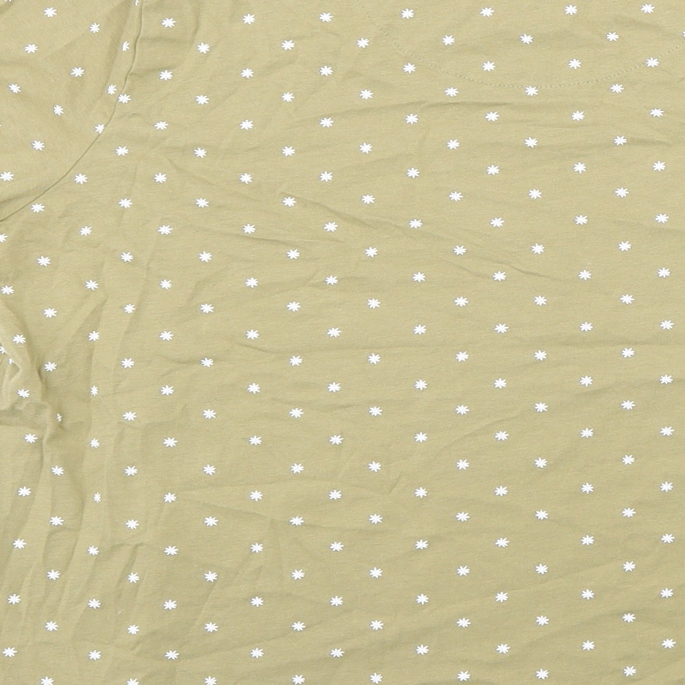 Marks and Spencer Womens Green Polka Dot 100% Cotton Basic T-Shirt Size 18 Round Neck