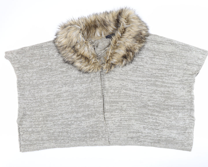 Atmosphere Womens Beige Round Neck Acrylic Cardigan Jumper One Size