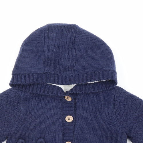 Nutmeg Girls Blue Acrylic Cardigan Jumper Size 18-24 Months Button - Rabbit