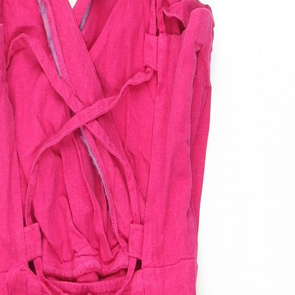 Zara Womens Pink Linen Mini Size XS V-Neck Zip