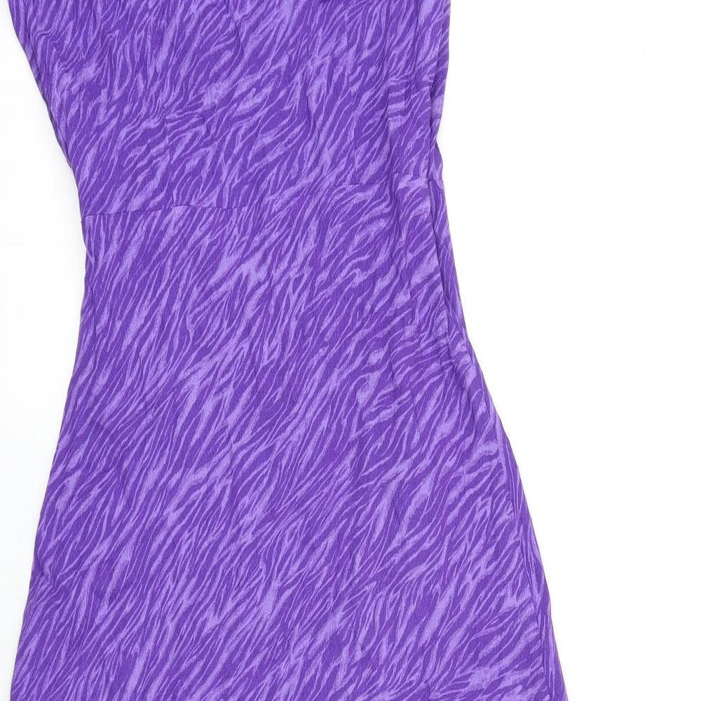 Pimkie Womens Pink Animal Print Viscose Wrap Dress Size 10 V-Neck Tie - Tiger Pattern