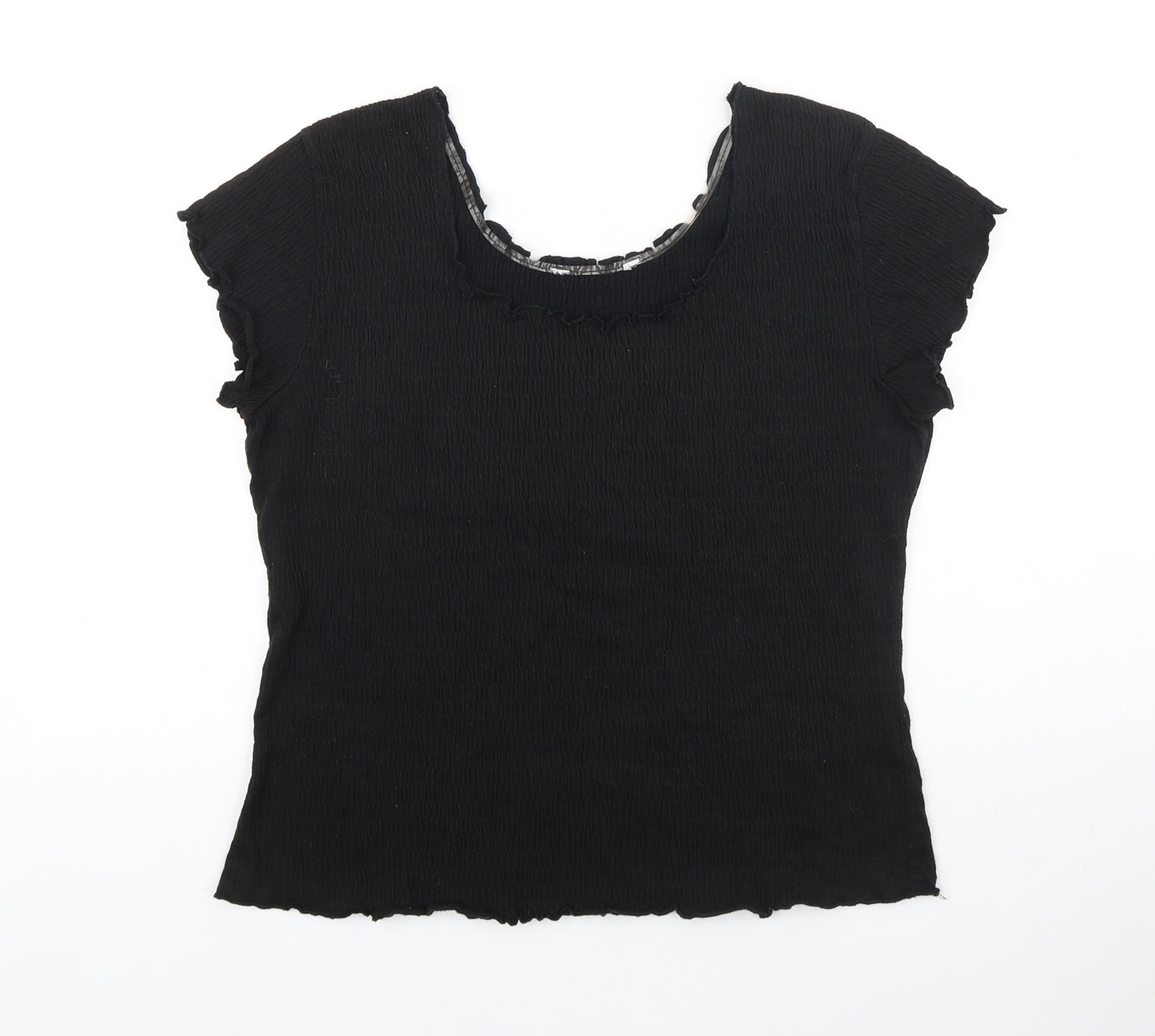Mackays Womens Black Cotton Basic T-Shirt Size L Round Neck