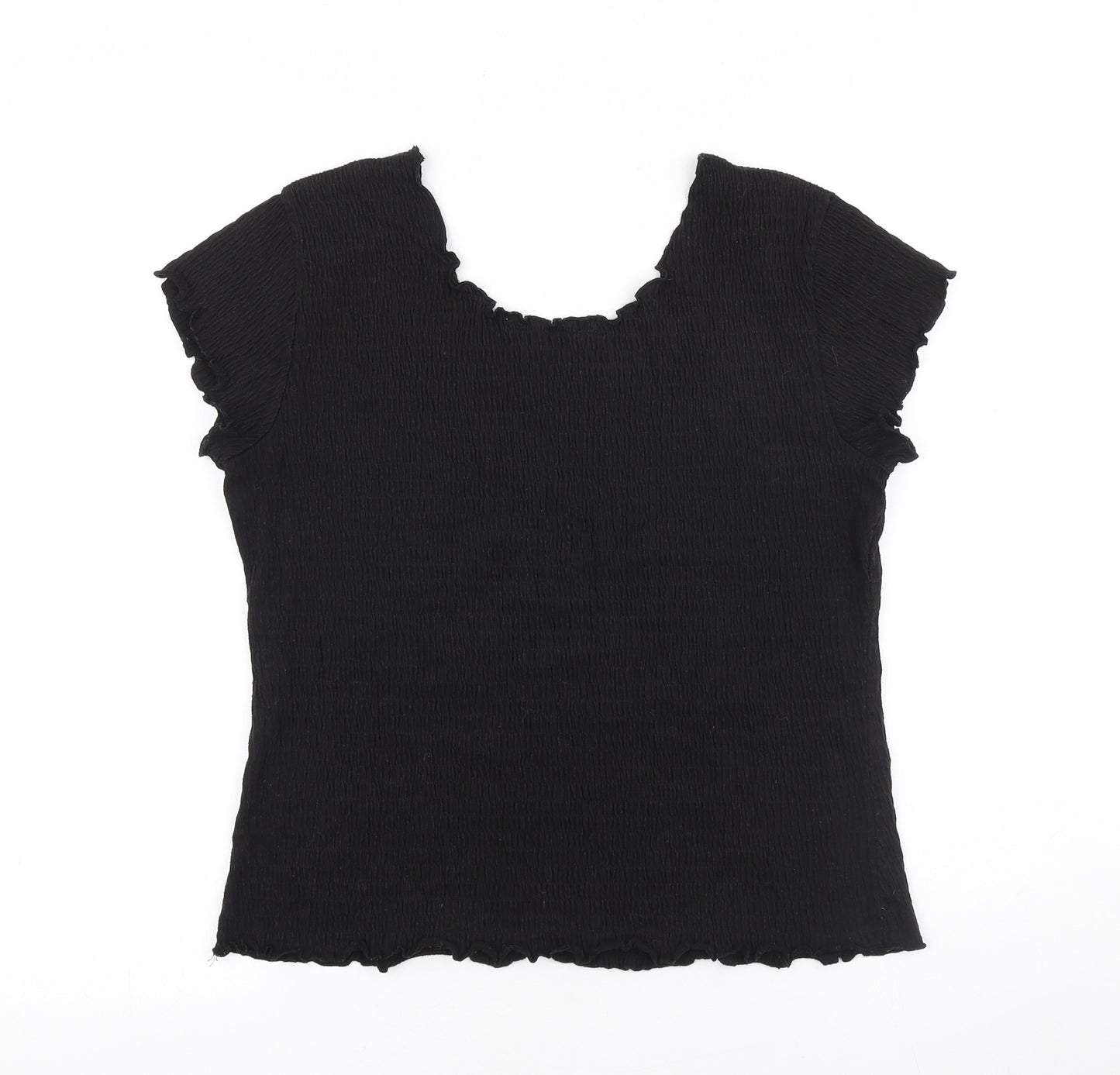 Mackays Womens Black Cotton Basic T-Shirt Size L Round Neck