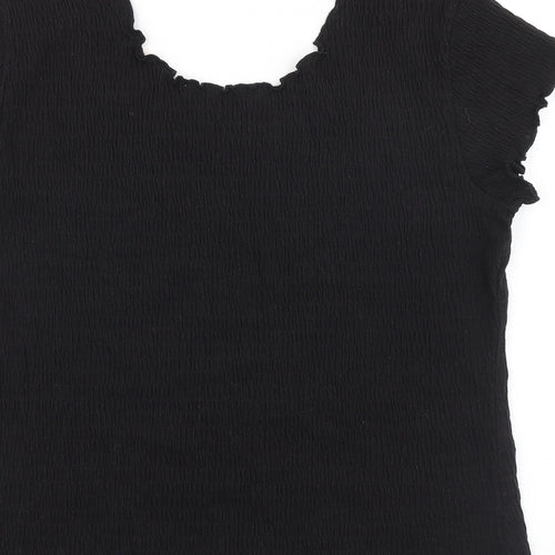 Mackays Womens Black Cotton Basic T-Shirt Size L Round Neck
