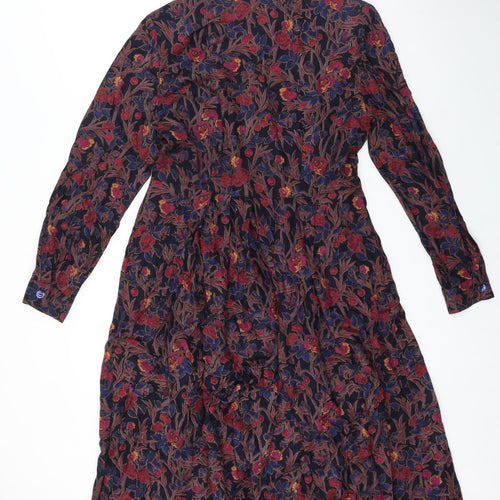 Marks and Spencer Womens Multicoloured Floral Viscose Shirt Dress Size 14 Collared Button