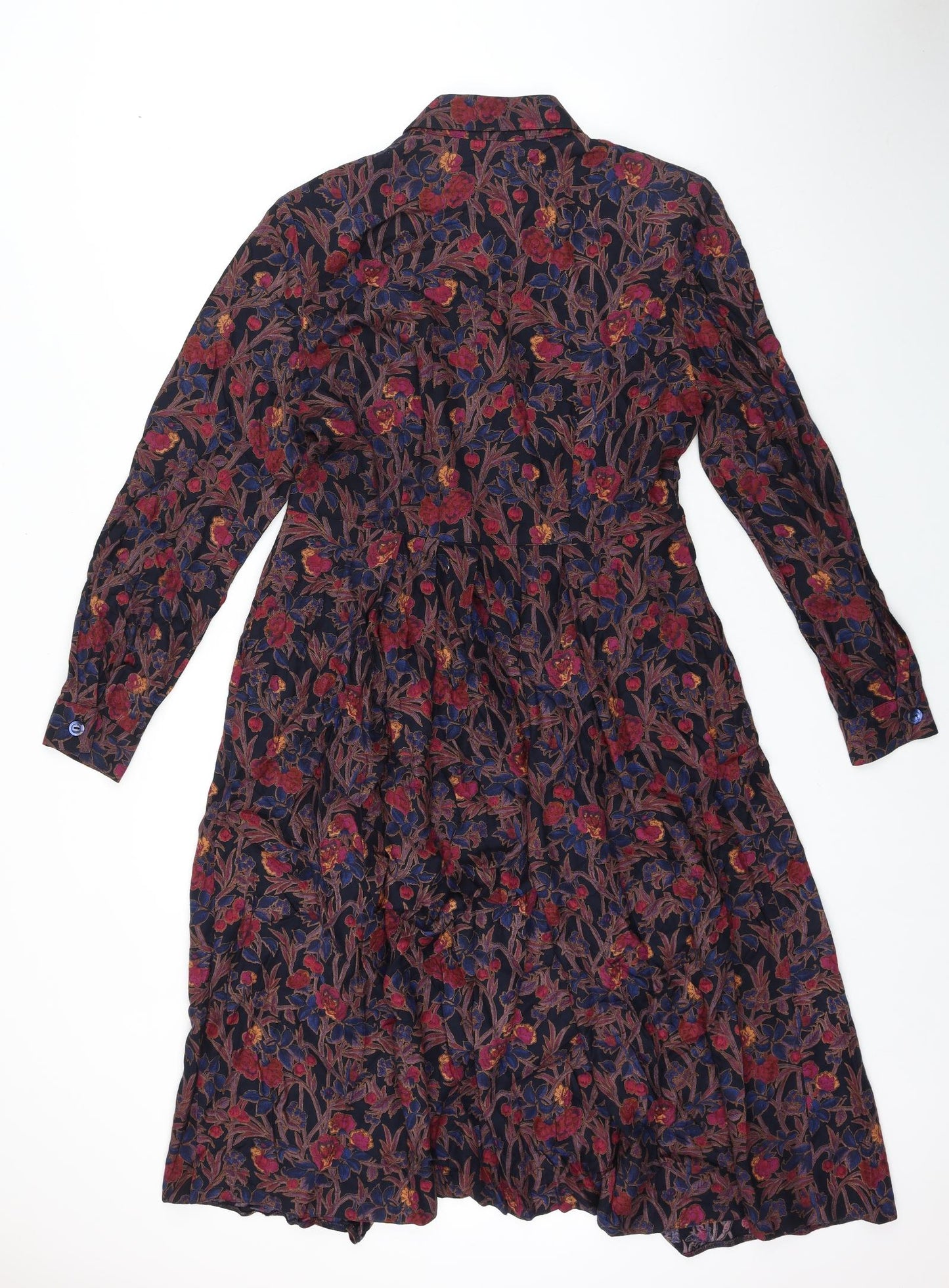 Marks and Spencer Womens Multicoloured Floral Viscose Shirt Dress Size 14 Collared Button
