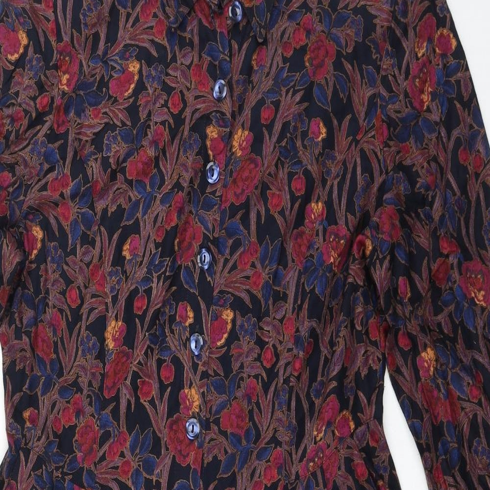 Marks and Spencer Womens Multicoloured Floral Viscose Shirt Dress Size 14 Collared Button
