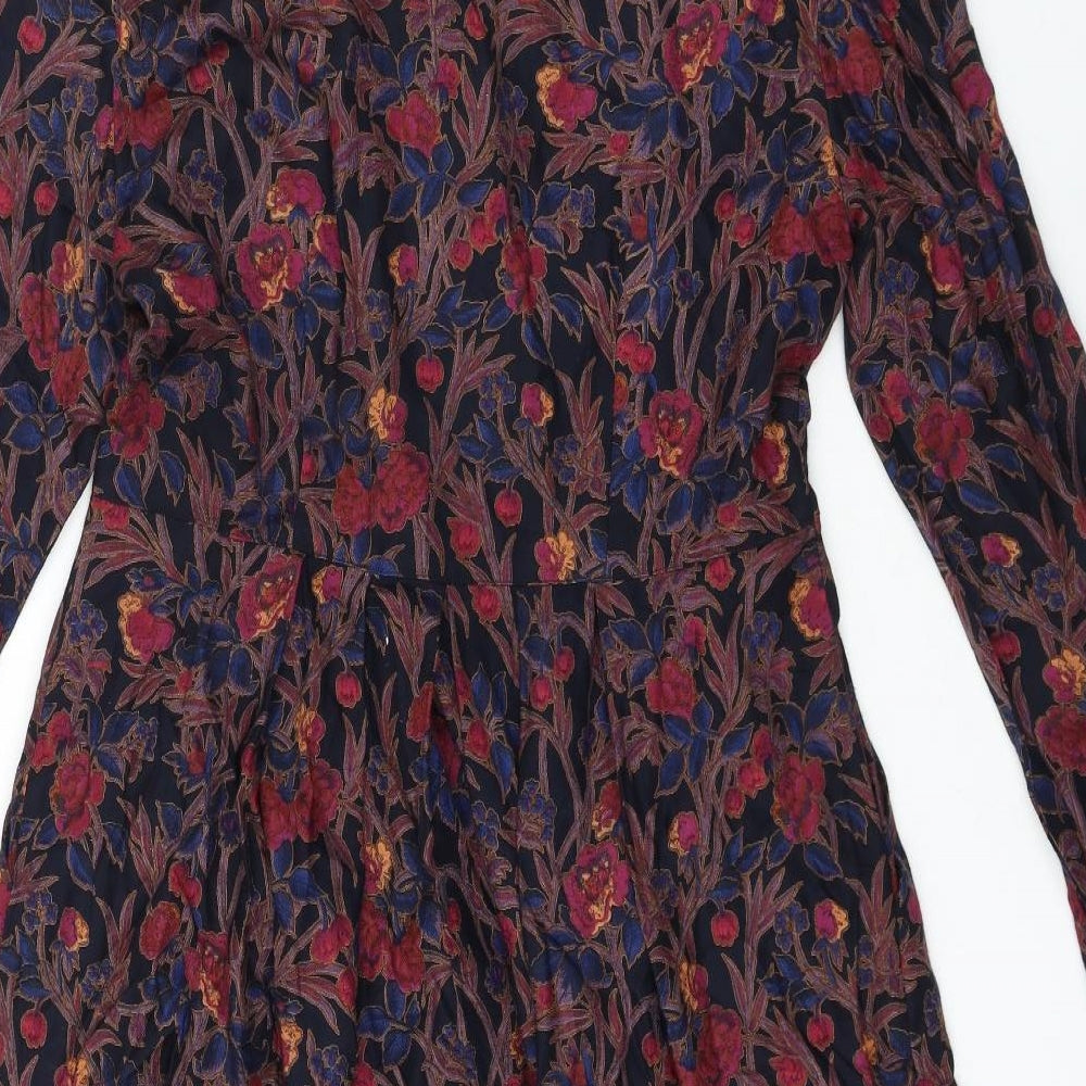 Marks and Spencer Womens Multicoloured Floral Viscose Shirt Dress Size 14 Collared Button