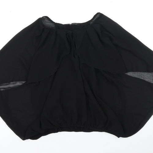 QED London Womens Black Polyester Basic Blouse Size 12 Boat Neck