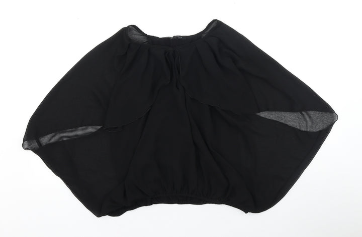 QED London Womens Black Polyester Basic Blouse Size 12 Boat Neck