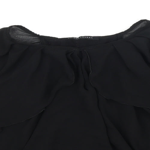 QED London Womens Black Polyester Basic Blouse Size 12 Boat Neck