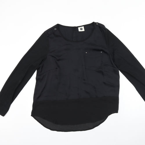 Pep Womens Black Polyester Basic Blouse Size M Scoop Neck