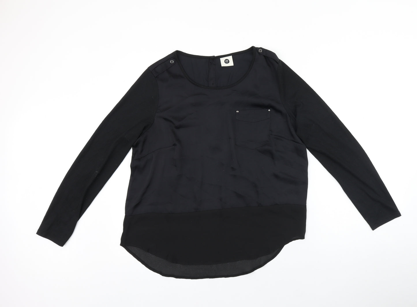Pep Womens Black Polyester Basic Blouse Size M Scoop Neck