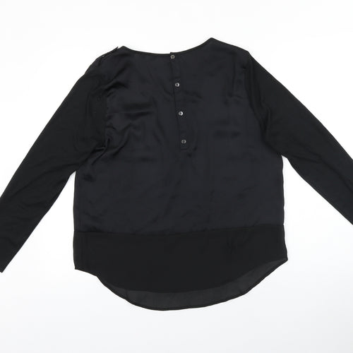 Pep Womens Black Polyester Basic Blouse Size M Scoop Neck