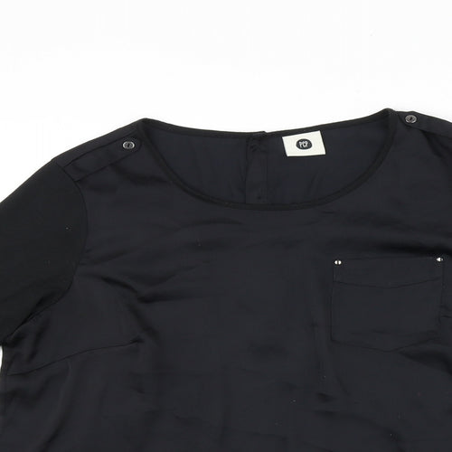 Pep Womens Black Polyester Basic Blouse Size M Scoop Neck